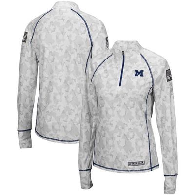 Women's Colosseum White Michigan Wolverines OHT Military Appreciation Officer Arctic Camo 1/4-Zip Jacket