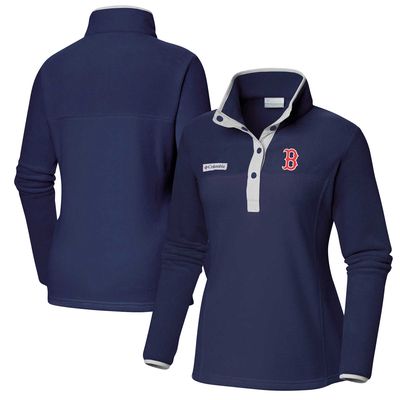 Women's Columbia Navy Boston Red Sox Benton Springs Half-Snap Sweatshirt