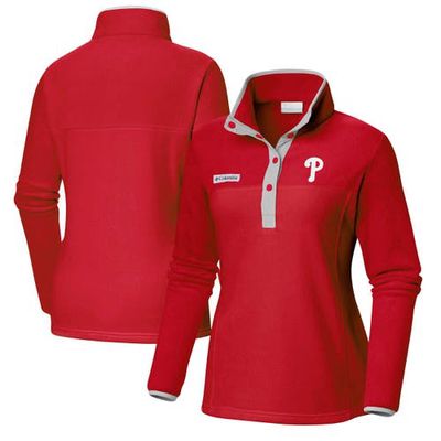 Women's Columbia Red Philadelphia Phillies Benton Springs Half-Snap Sweatshirt