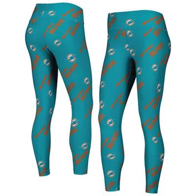 Women's Concepts Sport Aqua Miami Dolphins Breakthrough Allover Print Lounge Leggings