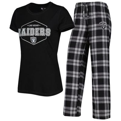 Women's Concepts Sport Black/Gray Las Vegas Raiders Badge T-Shirt & Pants Sleep Set