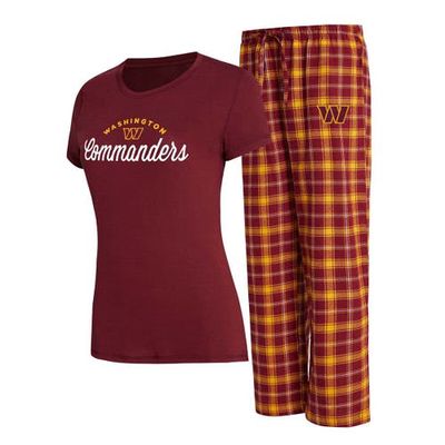 Women's Concepts Sport Burgundy/Gold Washington Commanders Arctic T-Shirt & Flannel Pants Sleep Set