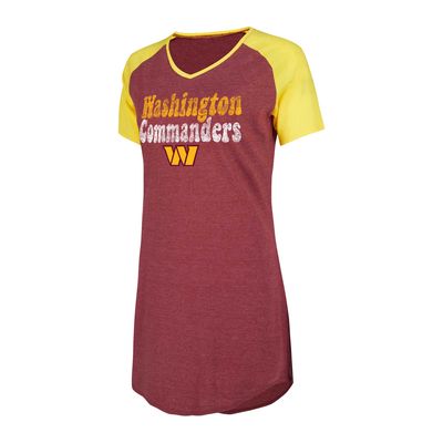Women's Concepts Sport Burgundy/Gold Washington Commanders Raglan V-Neck Nightshirt