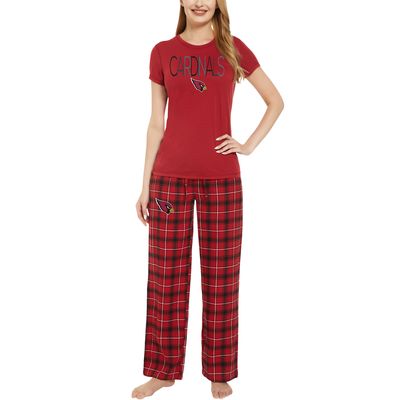 Women's Concepts Sport Cardinal/Black Arizona Cardinals Arctic T-Shirt & Flannel Pants Sleep Set