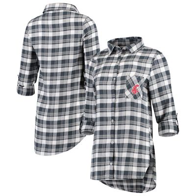 Women's Concepts Sport Charcoal/Gray Washington State Cougars Piedmont Flannel Long Sleeve Button-Up Shirt