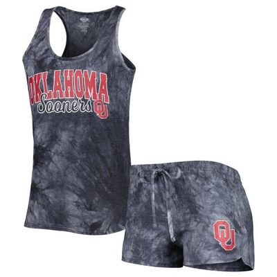 Women's Concepts Sport Charcoal Oklahoma Sooners Billboard Tie-Dye Tank and Shorts Sleep Set