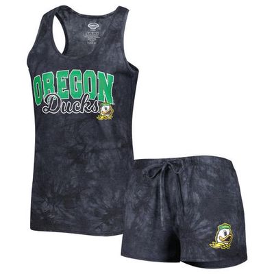 Women's Concepts Sport Charcoal Oregon Ducks Billboard Tie-Dye Tank and Shorts Sleep Set