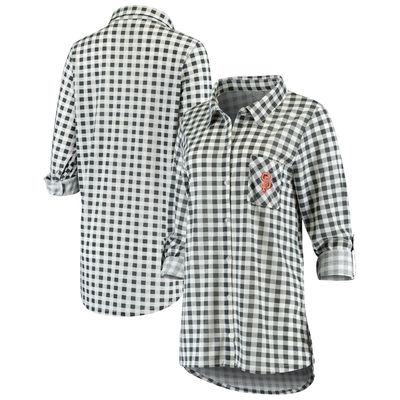 Women's Concepts Sport Charcoal San Francisco Giants Wanderer Long Sleeve Button-Up Nightshirt