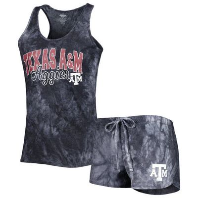 Women's Concepts Sport Charcoal Texas A & M Aggies Billboard Tie-Dye Tank and Shorts Sleep Set