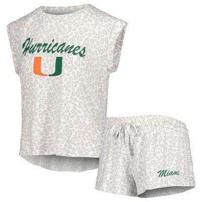 Women's Concepts Sport Cream Miami Hurricanes Montana T-Shirt & Shorts Sleep Set