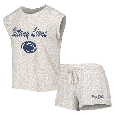 Women's Concepts Sport Cream Penn State Nittany Lions Montana T-Shirt & Shorts Sleep Set