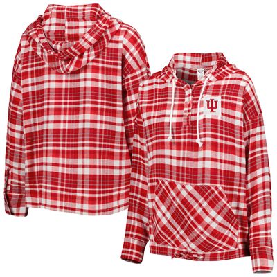 Women's Concepts Sport Crimson Indiana Hoosiers Mainstay Lightweight Flannel Plaid Pullover Hoodie