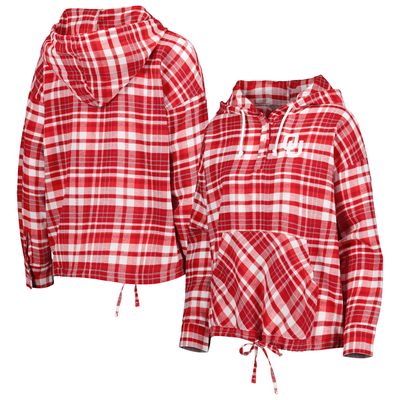 Women's Concepts Sport Crimson Oklahoma Sooners Mainstay Lightweight Flannel Plaid Pullover Hoodie