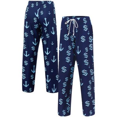 Women's Concepts Sport Deep Sea Blue Seattle Kraken Gauge Allover Print Knit Sleep Pants in Navy