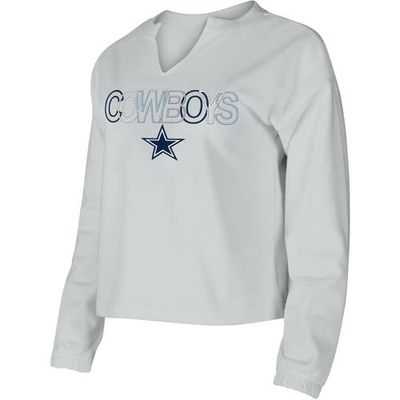 Women's Concepts Sport Gray Dallas Cowboys Sunray Notch Neck Long Sleeve T-Shirt
