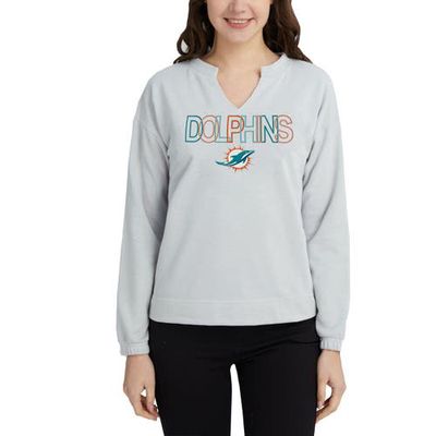 Women's Concepts Sport Gray Miami Dolphins Sunray Notch Neck Long Sleeve T-Shirt
