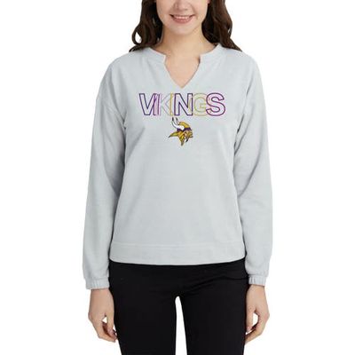 Women's Concepts Sport Gray Minnesota Vikings Sunray Notch Neck Long Sleeve T-Shirt