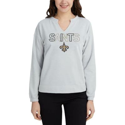 Women's Concepts Sport Gray New Orleans Saints Sunray Notch Neck Long Sleeve T-Shirt