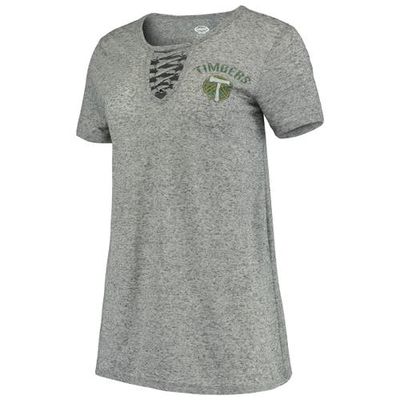 Women's Concepts Sport Gray Portland Timbers Podium Lace Up T-Shirt