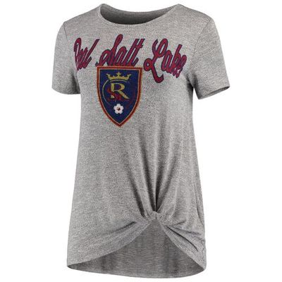 Women's Concepts Sport Gray Real Salt Lake Layover Knot Tri-Blend T-Shirt