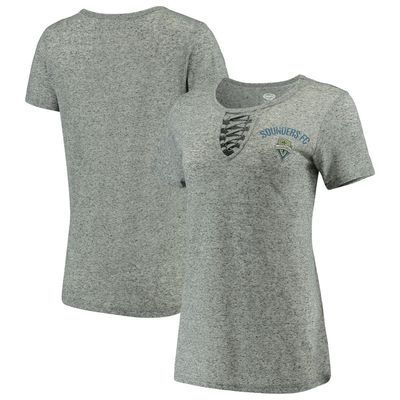 Women's Concepts Sport Gray Seattle Sounders FC Podium Lace Up T-Shirt