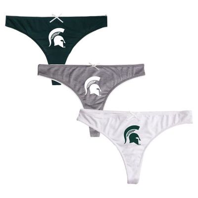 Women's Concepts Sport Green/Charcoal/White Michigan State Spartans Arctic Three-Pack Thong Underwear Set