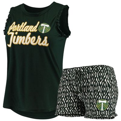 Women's Concepts Sport Green/White Portland Timbers Unwind Tank Top & Shorts Pajama Set