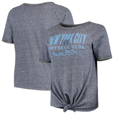 Women's Concepts Sport Heathered Navy New York City FC Squad Tie-Up T-Shirt