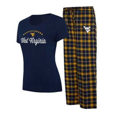 Women's Concepts Sport Navy/Gold West Virginia Mountaineers Arctic T-Shirt & Flannel Pants Sleep Set