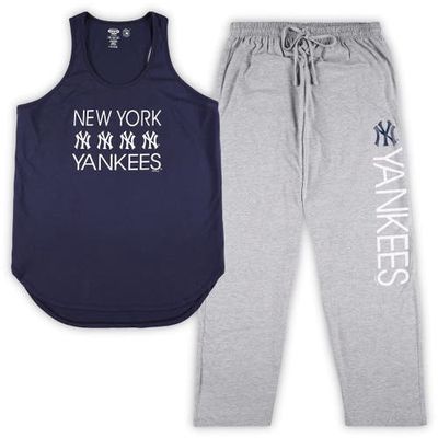 Women's Concepts Sport Navy/Heather Gray New York Yankees Plus Size Meter Tank Top & Pants Sleep Set