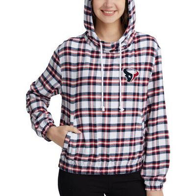 Women's Concepts Sport Navy/Red Houston Texans Sienna Flannel Long Sleeve Hoodie Top
