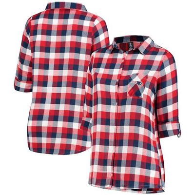 Women's Concepts Sport Navy/Red New England Patriots Plus Size Breakout Flannel Nightshirt