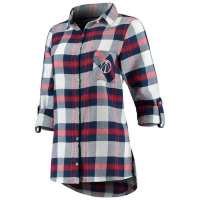 Women's Concepts Sport Navy/Red Washington Wizards Headway Long Sleeve Plaid Tunic