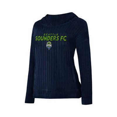 Women's Concepts Sport Navy Seattle Sounders FC Linger Long Sleeve Hooded Top
