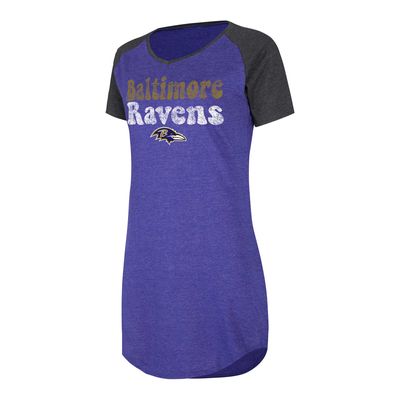 Women's Concepts Sport Purple/Black Baltimore Ravens Raglan V-Neck Nightshirt