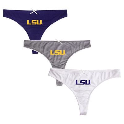 Women's Concepts Sport Purple/Charcoal LSU Tigers Arctic Three-Pack Thong Underwear Set