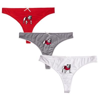 Women's Concepts Sport Red/Charcoal/White Georgia Bulldogs Arctic Three-Pack Thong Underwear Set