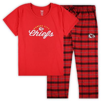 Women's Concepts Sport Red Kansas City Chiefs Plus Size Badge T-Shirt & Flannel Pants Sleep Set