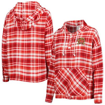 Women's Concepts Sport Red Maryland Terrapins Mainstay Lightweight Flannel Plaid Pullover Hoodie