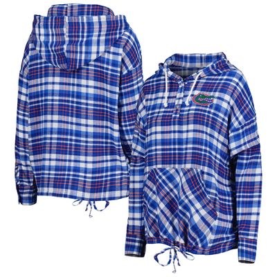 Women's Concepts Sport Royal Florida Gators Mainstay Lightweight Flannel Plaid Pullover Hoodie