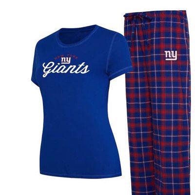 Women's Concepts Sport Royal New York Giants Plus Size Badge T-Shirt & Flannel Pants Sleep Set