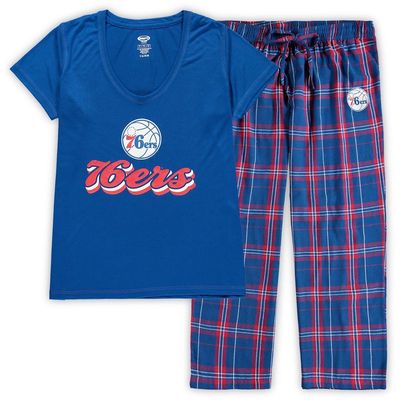 Women's Concepts Sport Royal/Red Philadelphia 76ers Plus Size Ethos T-Shirt & Pants Sleep Set