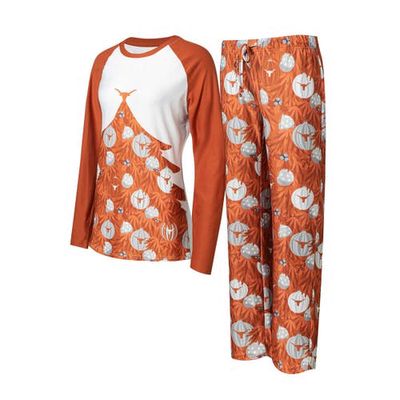 Women's Concepts Sport Texas Orange Texas Longhorns Tinsel Ugly Sweater Long Sleeve T-Shirt & Pants Sleep Set in Burnt Orange
