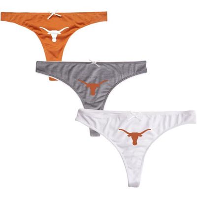 Women's Concepts Sport Texas Smash/Charcoal/White Texas Longhorns Arctic Three-Pack Thong Underwear Set in Burnt Orange