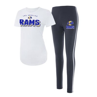 Women's Concepts Sport White/Charcoal Los Angeles Rams Sonata T-Shirt & Leggings Set