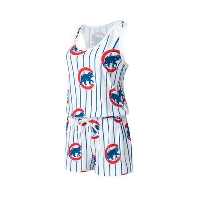 Women's Concepts Sport White Chicago Cubs Reel Pinstripe Knit Romper