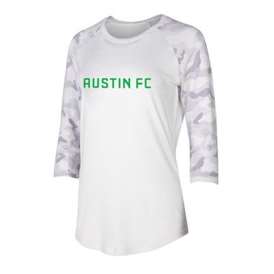 Women's Concepts Sport White/Gray Austin FC Composite 3/4-Sleeve Raglan Top