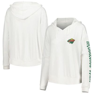Women's Concepts Sport White Minnesota Wild Accord Hacci Long Sleeve Hoodie T-Shirt in Cream