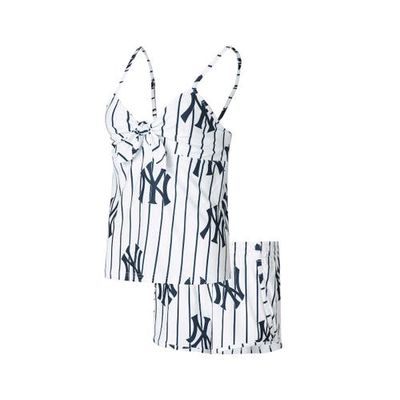 Women's Concepts Sport White New York Yankees Reel Allover Print Tank Top & Shorts Sleep Set