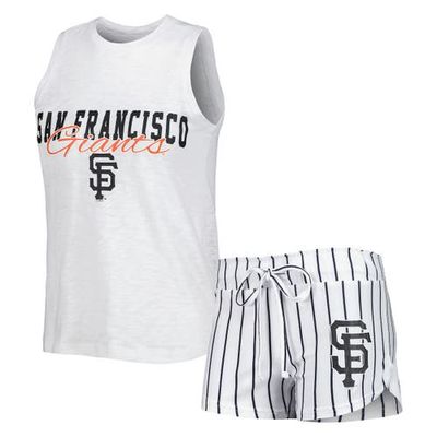 Women's Concepts Sport White San Francisco Giants Reel Pinstripe Tank Top & Shorts Sleep Set